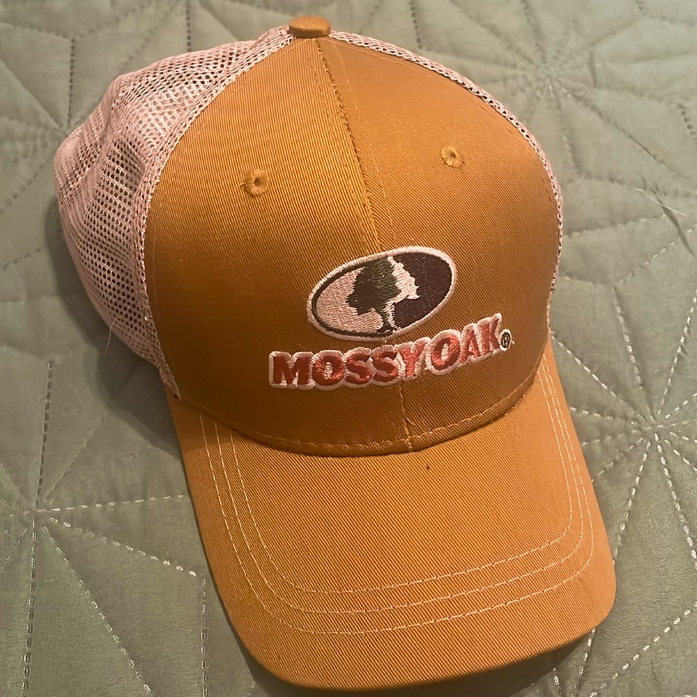 Mossy Oak Infinity Baseball Cap Brown Tan Mossy Oak Logo Adjustable SnapBack